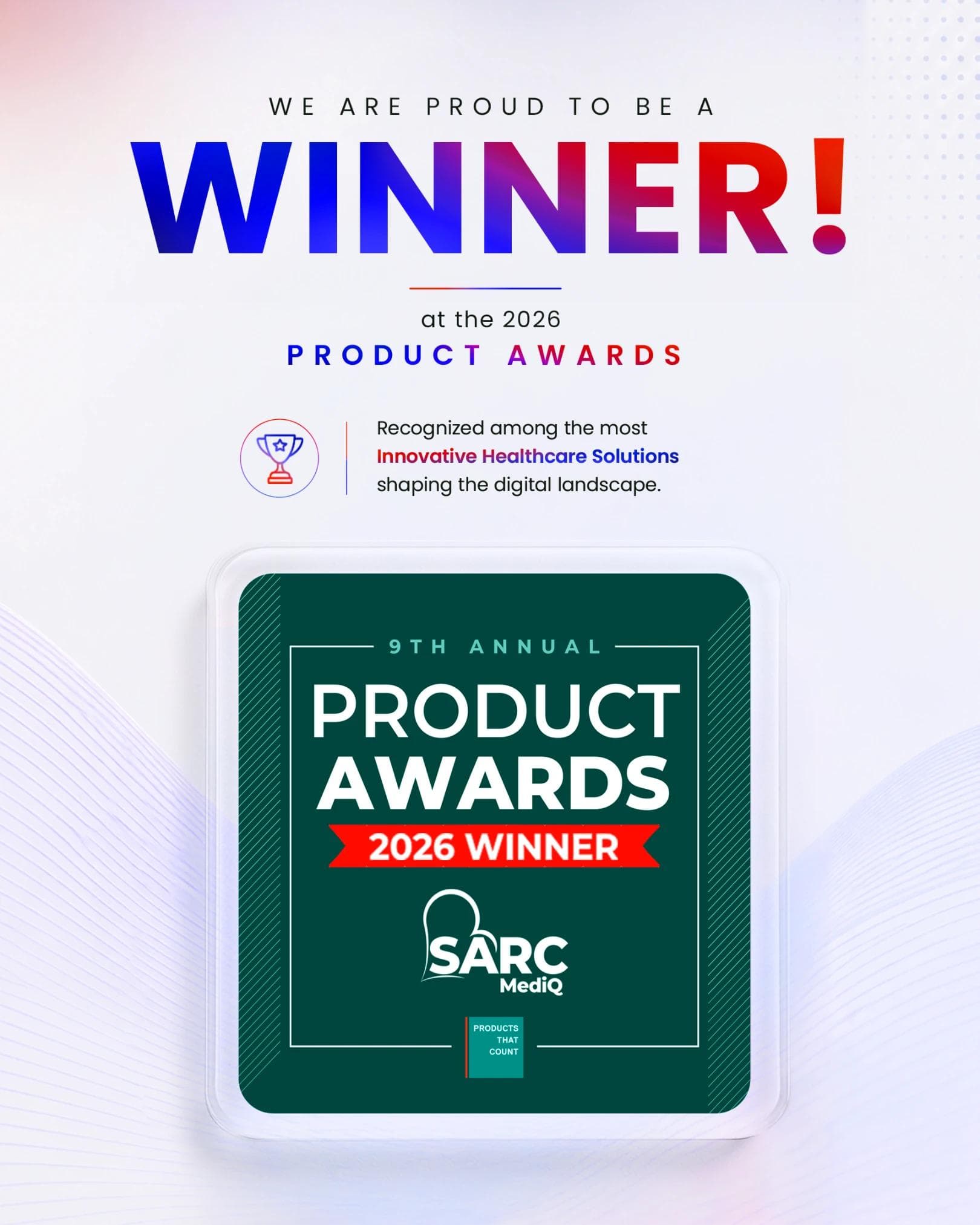SARC MedIQ Celebrates Second Product Awards Win for Continued Healthcare Innovation